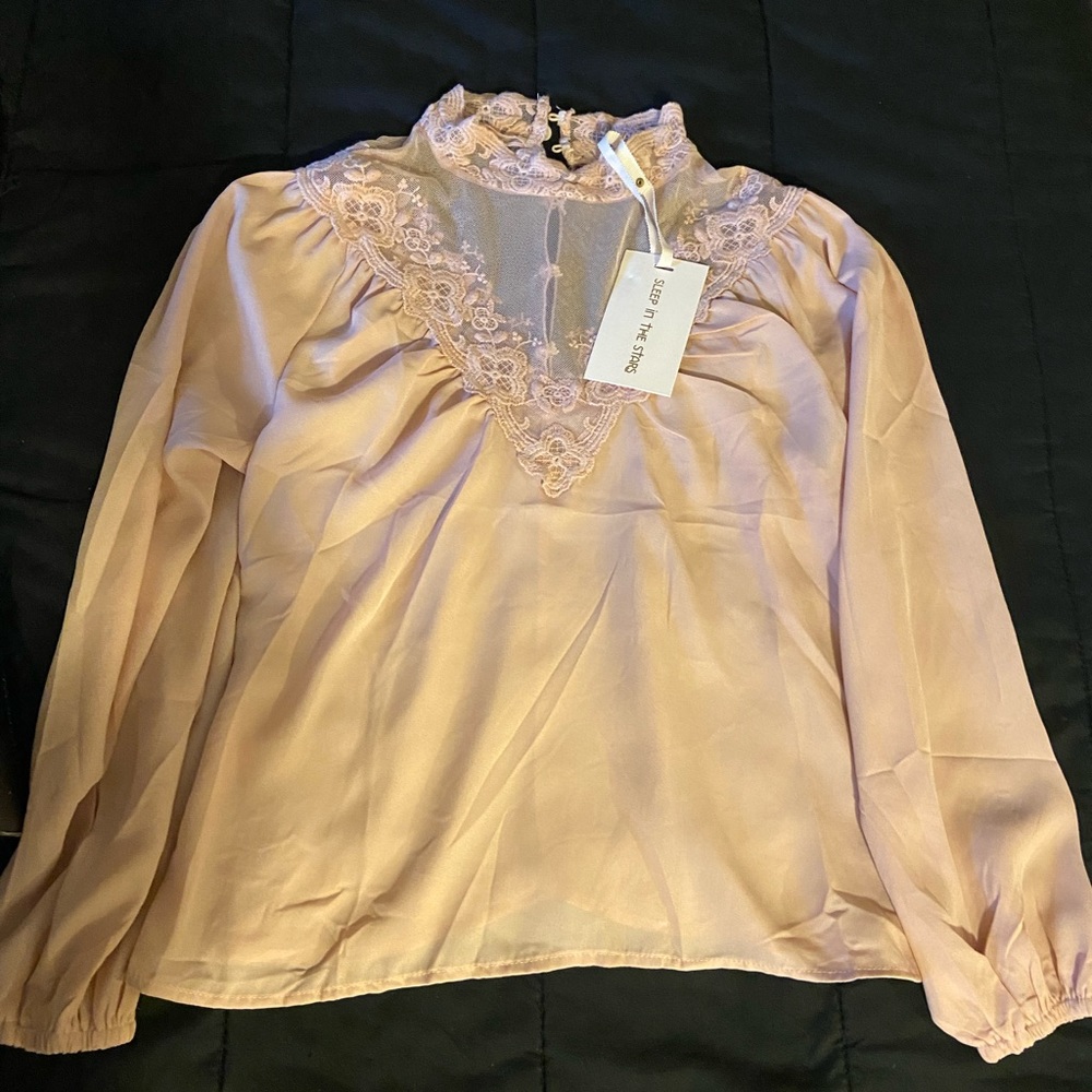Blush lace blouse
